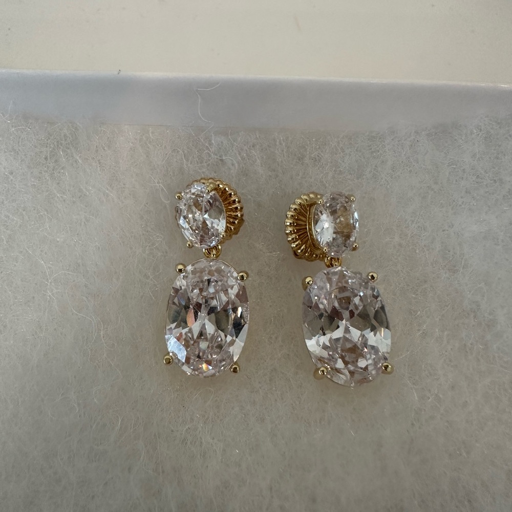 New Diamond Oval Drop Earrings